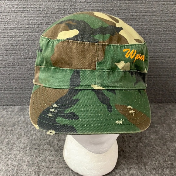Wyoming Distressed Cadet Hat Unisex OSFM Camouflage Adjustable Strapback by HG - Picture 4 of 13